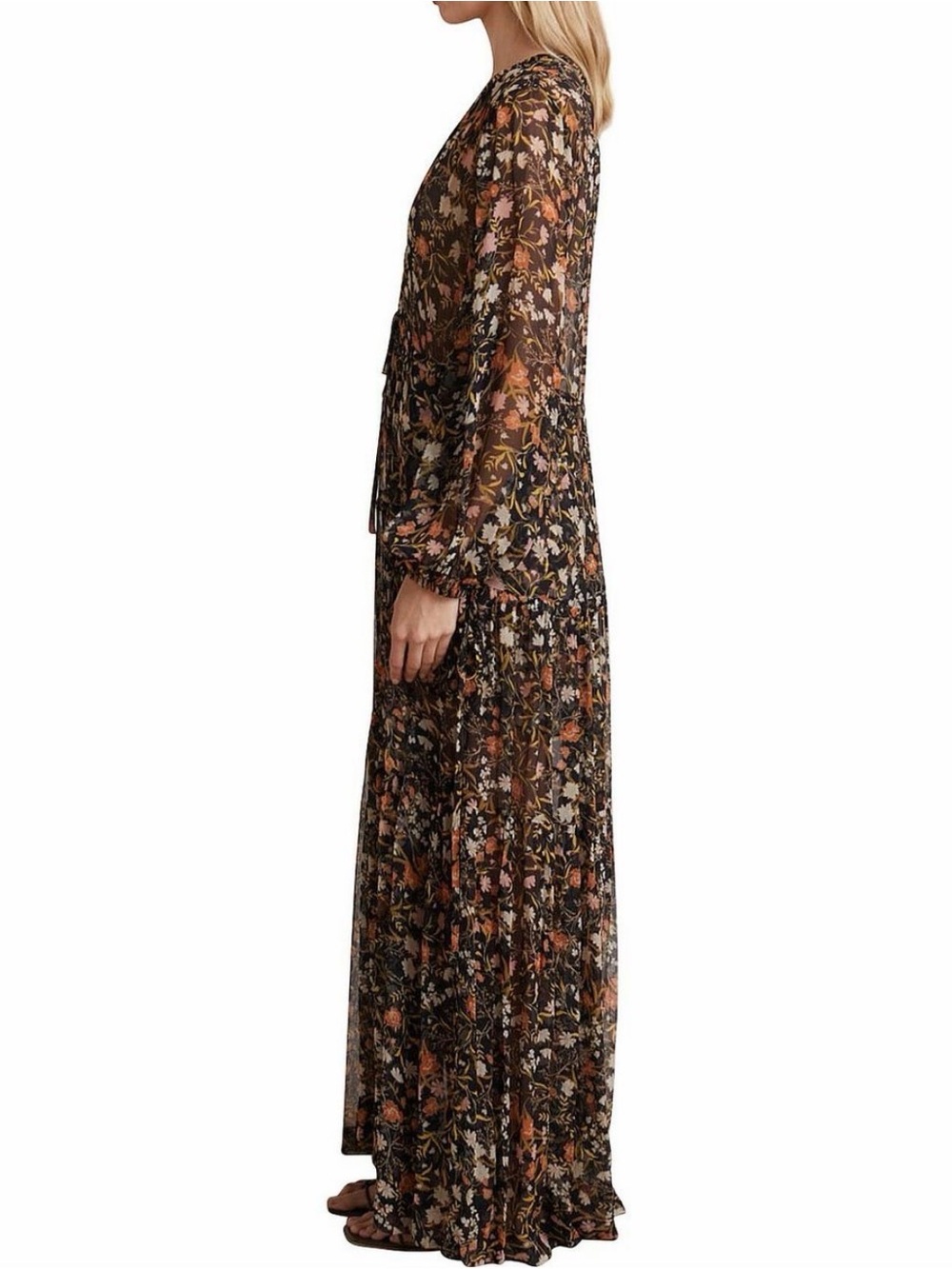 Bec and Bridge Nightshade Silk Floral Long Sleeve Tiered Maxi Dress Sz 4 Boho - Picture 3 of 16